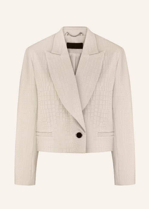 Leather croco milk jacket