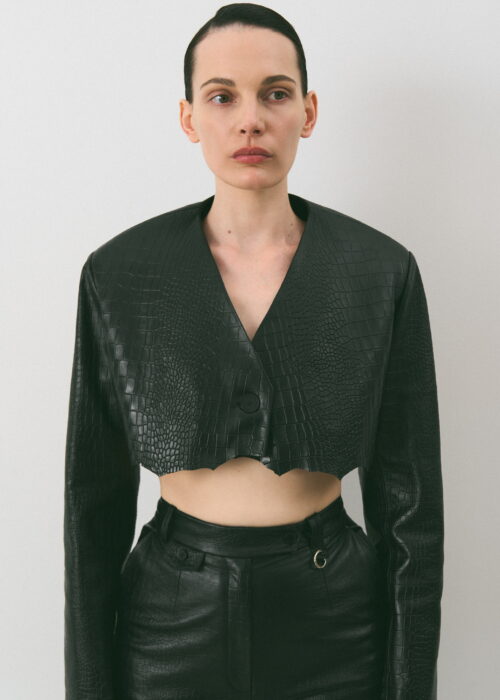 Leather croco jacket