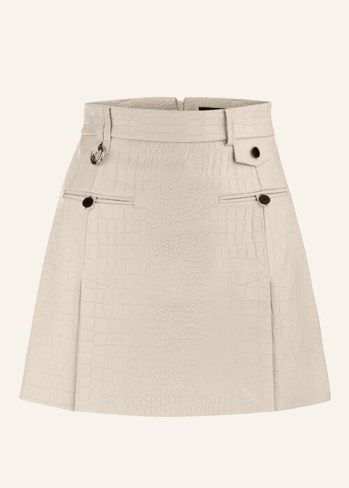 Leather croco skirt ivory