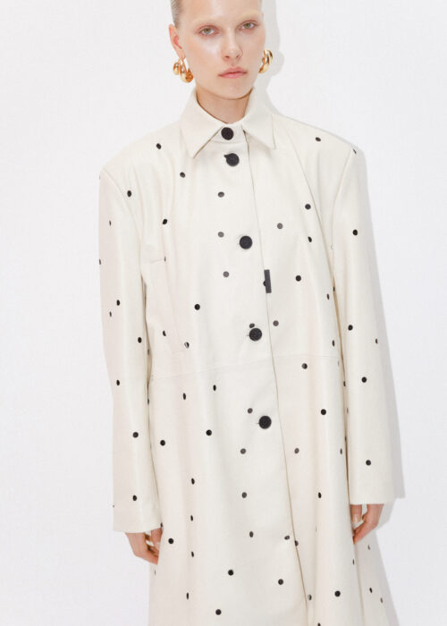 Perforation leather coat
