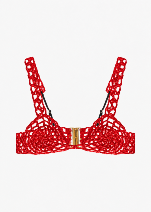 Handmade knitted top red