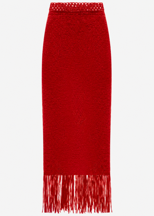Handmade knitted skirt red