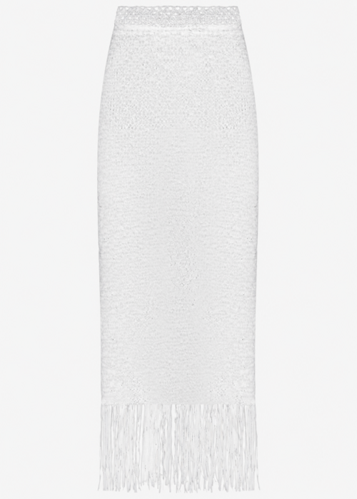 Handmade knitted skirt white