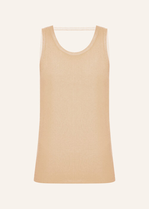 Knitted T-shirt with open back bej