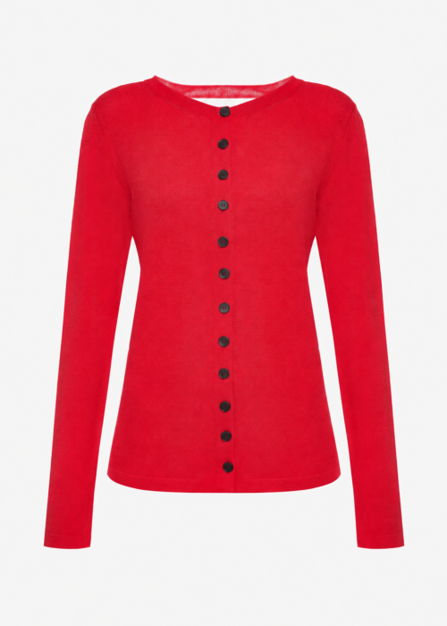 Knitted cardigan with open back red