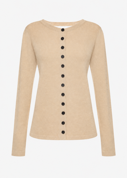 Knitted cardigan with open back bej