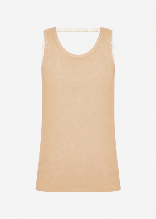 Knitted T-shirt with open back bej
