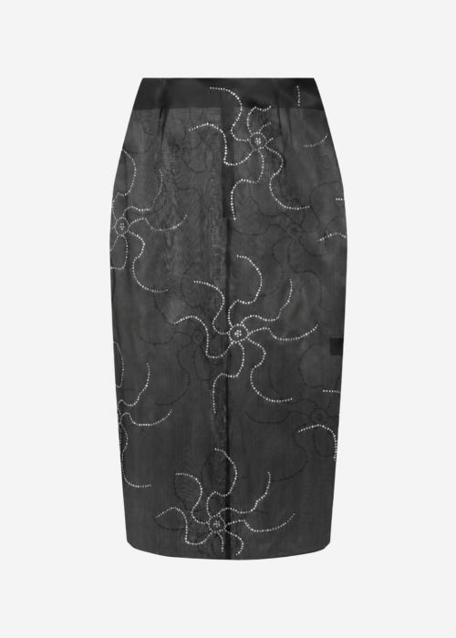Silk skirt black with Swarovski