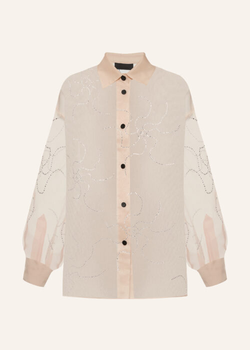 Classic silk shirt with Swarovski