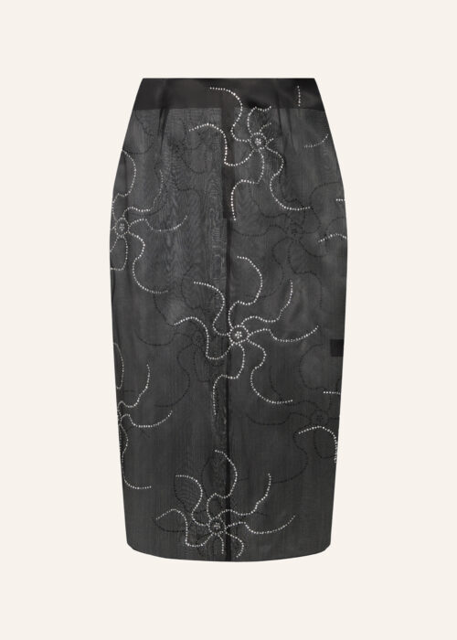 Silk skirt black with Swarovski