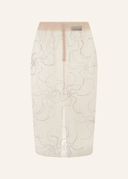 Silk skirt bej with Swarovski