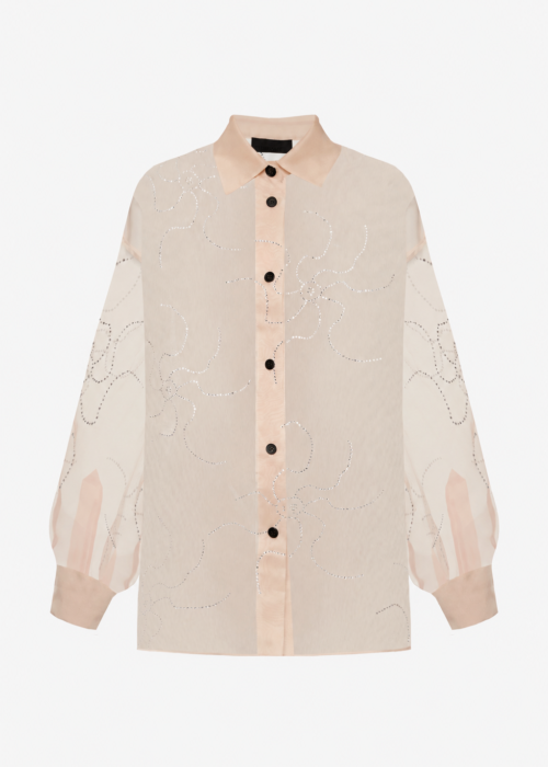 Classic silk shirt with Swarovski