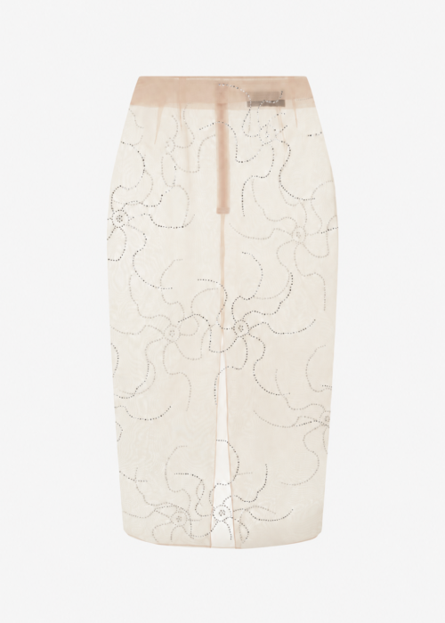 Silk skirt bej with Swarovski