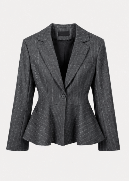 Grey stripe wool jacket