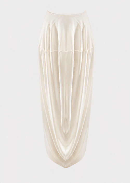 White viscose midi skirt