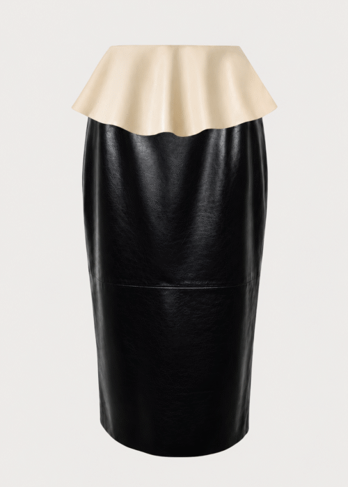 Black wrinkled leather skirt