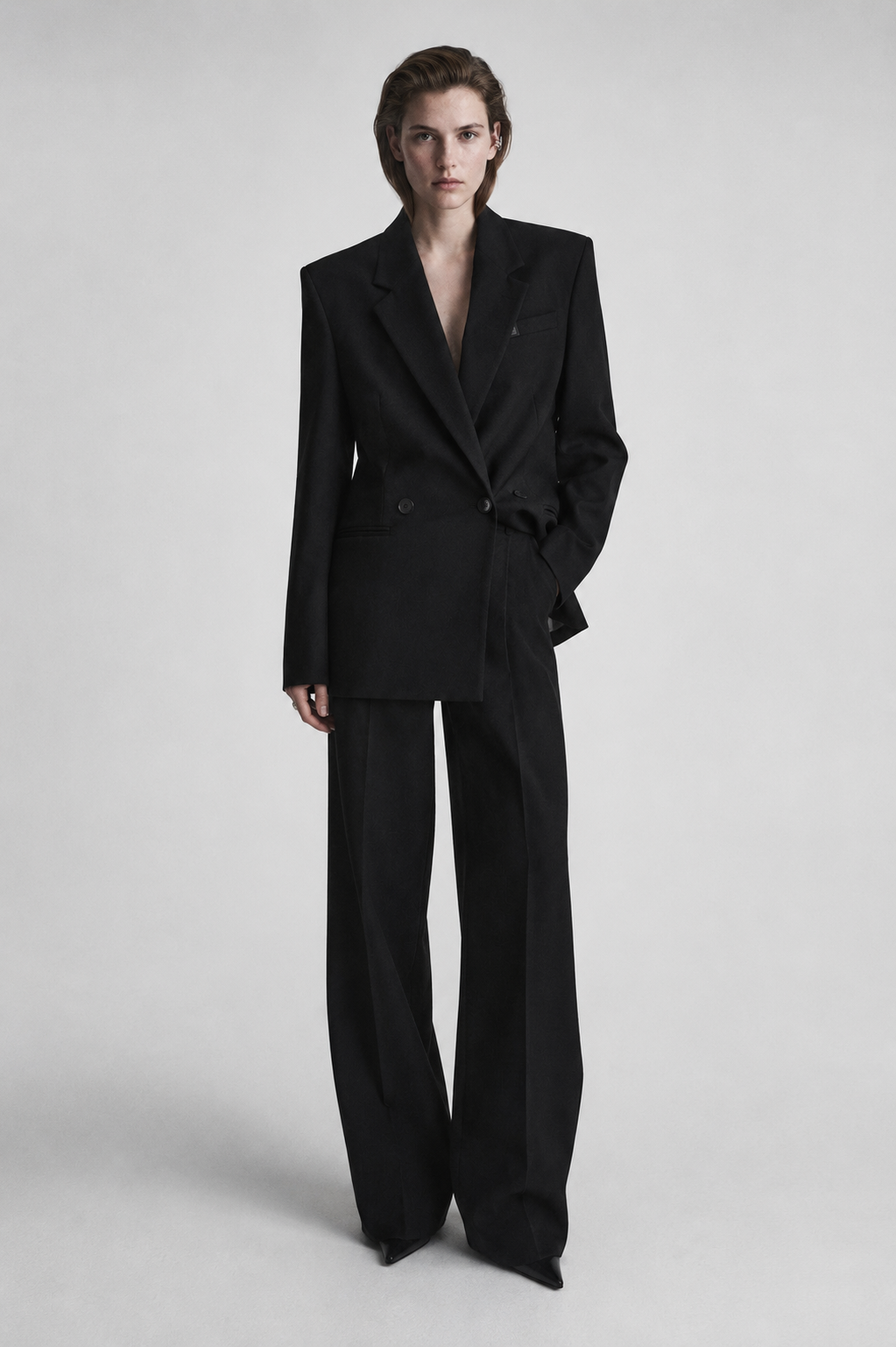 Black winter wool pants